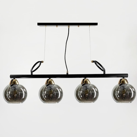 Видовжена люстра Лофт на 4 графітових плафони