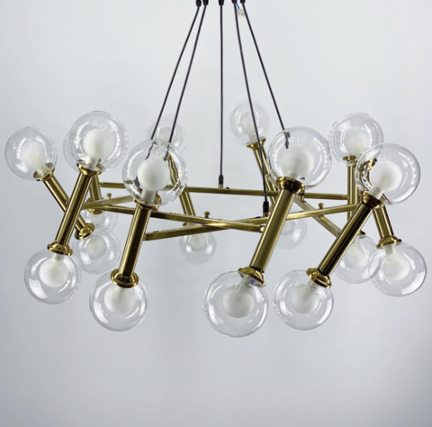 Латунний світильник з регулюючими ріжками з плафоном з подвійного скла