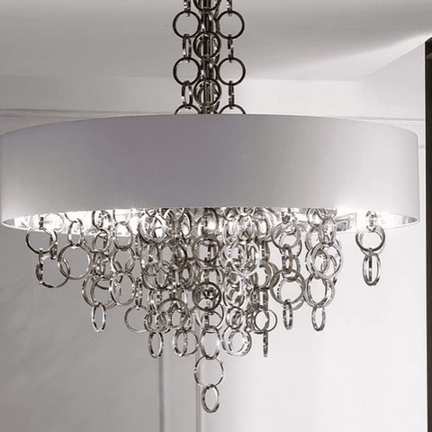 Люстра із серії Curtis в хромі з білим абажуром Ø 60 см