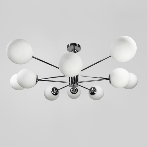 Стельова срібна люстра Right Selection на 10 плафонів