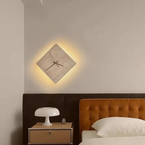 Декоративний квадратний світильник-годинник 23х23 см