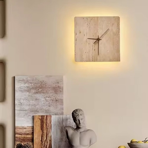 Декоративний квадратний світильник-годинник 30х30 см