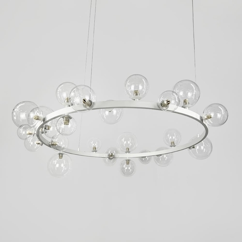 Кольцевая люстра с 24 прозрачными плафонами в белом корпусе Ø 120 см