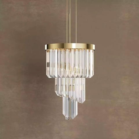 Підвісний світильник у латунному корпусі з кришталевими підвісками Ø 26 см