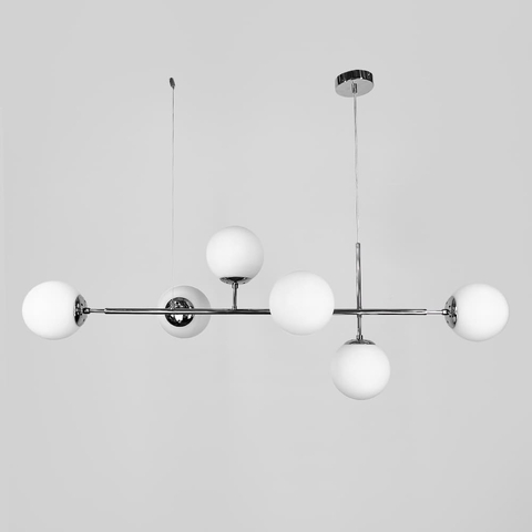 Люстра видовжена хромованому корпусі на 6 плафонів (тип А)