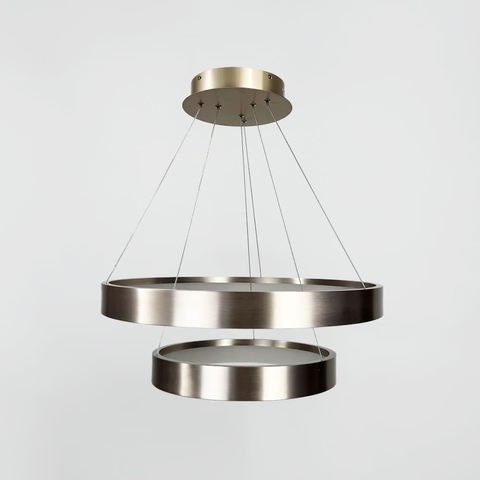 Сучасна кільцева люстра в подвійному сатиновому каркасі Ø 60+40 см