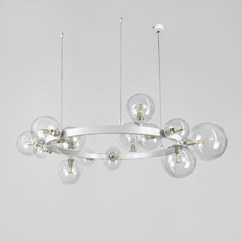 Кольцевая люстра с 15 прозрачными плафонами в белом корпусе Ø 80 см