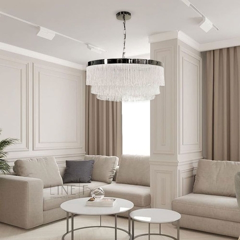 Підвісна 3-х ярусна люстра в хромованому корпусі Ø 50 см