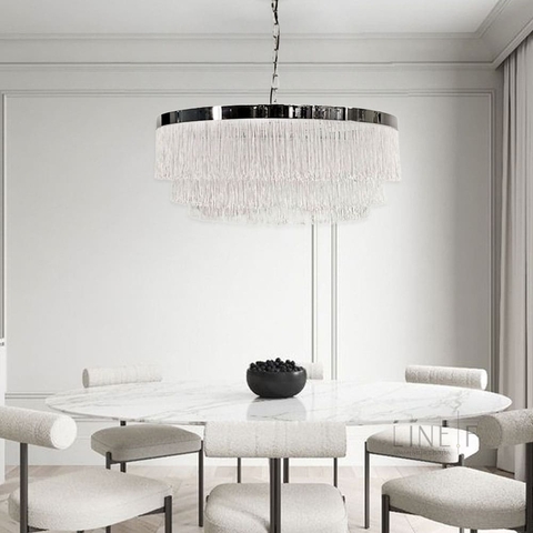 Підвісна 3-х ярусна люстра в хромованому корпусі Ø 80 см