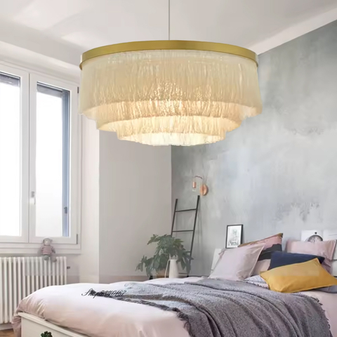 Підвісна 3-х ярусна люстра в латунному корпусі Ø 80 см