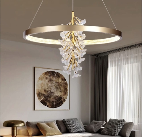 Світлодіодна латунна люстра із ніжними квітами Ø 100 см