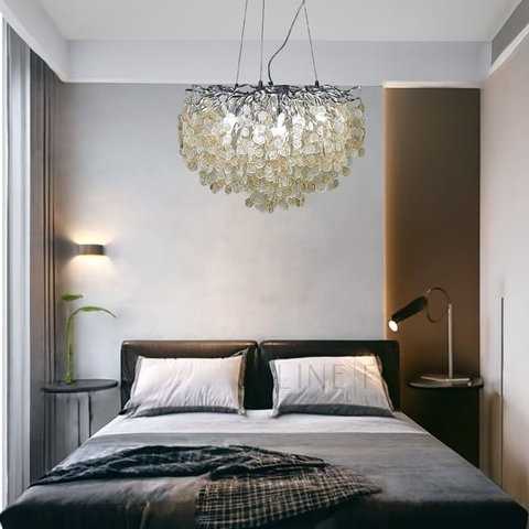 Чарівний світильник в срібному кольорі з пластинами з комбінованого скла Ø 60 см