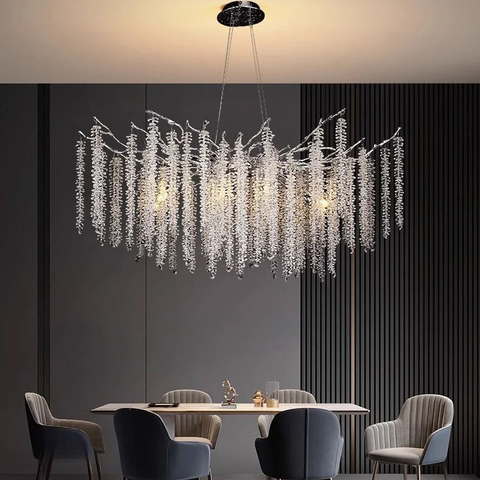 Вишукана підвісна срібна люстра з кришталевим камінням Ø 100 см