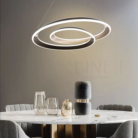 Подвесная кольцевая люстра в сатиновом извращенном корпусе Ø 60 см