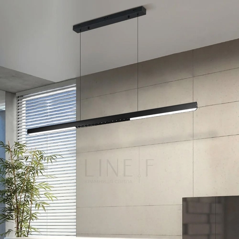 Лінійний LED світильник у чорному корпусі 120 см із лінзами посередині