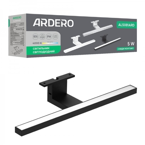 Светодиодный светильник Ardero 5Вт 4000K черный для подсветки картин и зеркал.