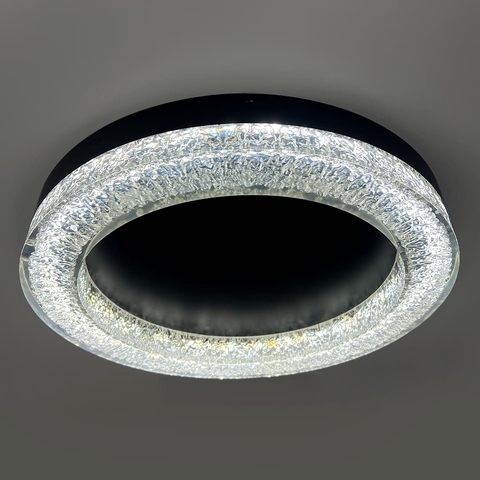 Стельовий чорний світильник із текстурною акриловим розсіювачем Ø 57 см