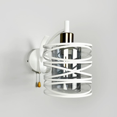 Белое металлическое бра Лофт в корпусе 25х16 см с графитовым плафоном