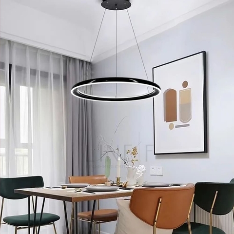 Сучасна підвісна люстра з чорним кільцем Ø 60 см