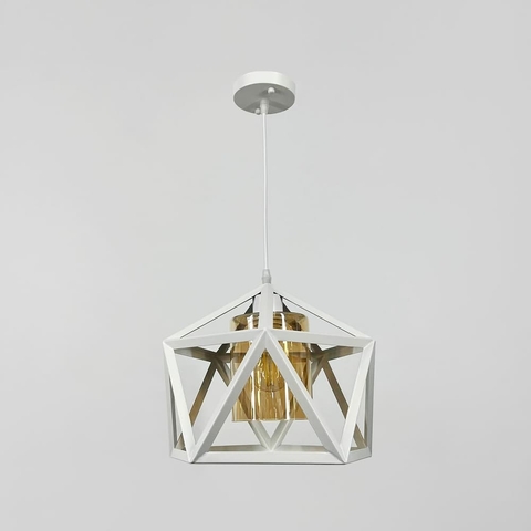 Світильник лофт із янтарним плафоном у каркасі білого кольору Ø 30х28 см