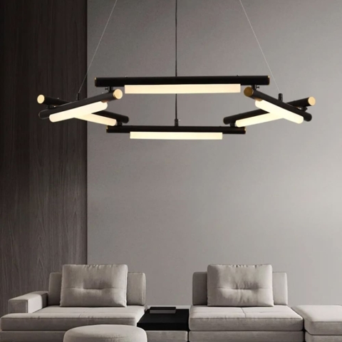 Уникальная подвесная люстра в черном кольцевом корпусе Ø 65 см