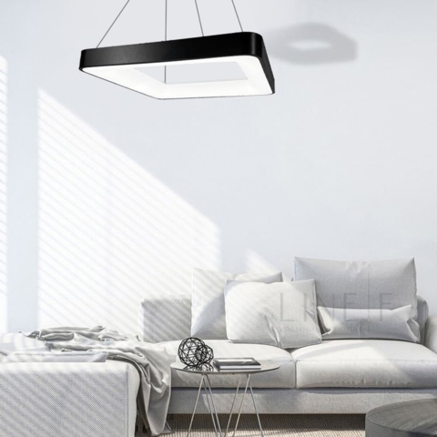 LED люстра підвісна в чорному квадратному корпусі 58х58х6,5 см