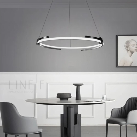 LED люстра у чорному кільцевому каркасі Ø 80 см