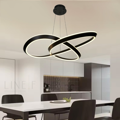 Підвісна кільцева люстра в переплетеному чорному корпусі 70х20 см