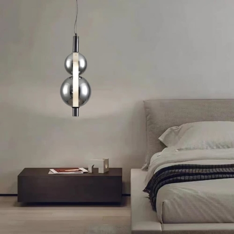 Чорний світлодіодний підвіс із 2-ма графітовими кульками 50 см