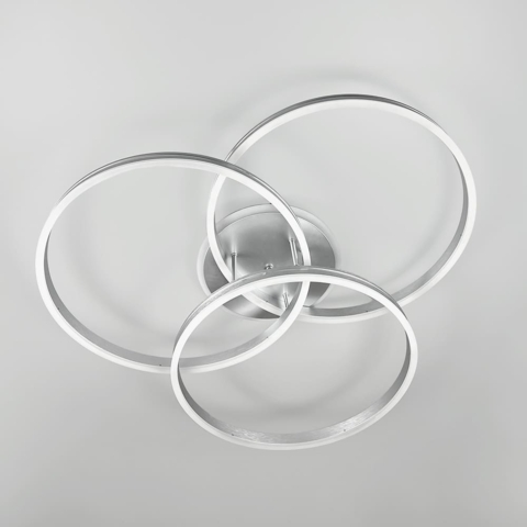 LED світильник білий на 3 кільця з RGB у сірому корпусі Ø 80 см