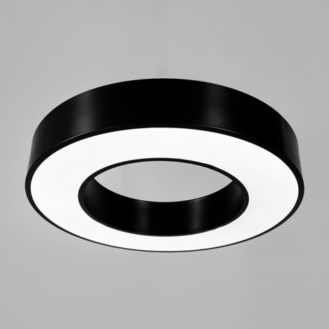 Стельова чорна LED люстра у формі кільця Ø 50х8 см