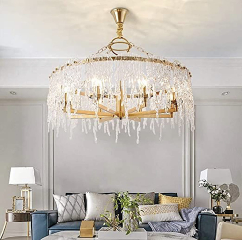 Дизайнерська люстра із прозорими скляними пластинами Ø 80 см