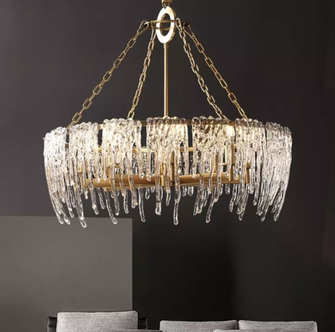 Дизайнерська люстра із прозорими скляними пластинами Ø 100 см