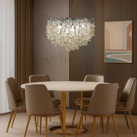 Чарівний світильник в срібному кольорі з пластинами з комбінованого скла Ø 80 см