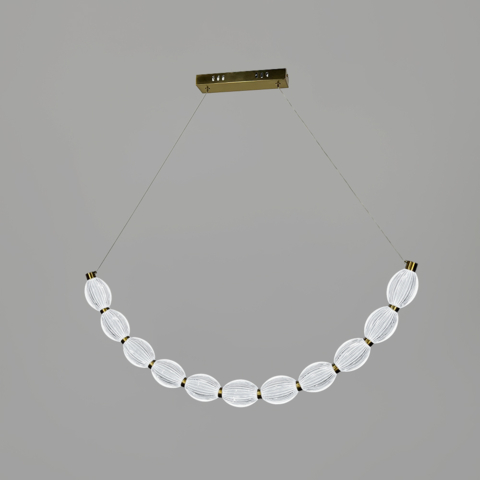 Дугова Led люстра з 11 прозорими рельєфними кульками у корпусі 90 см