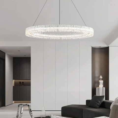 Підвісна люстра із пластинами у вигляді прозорих крижин Ø 80 см