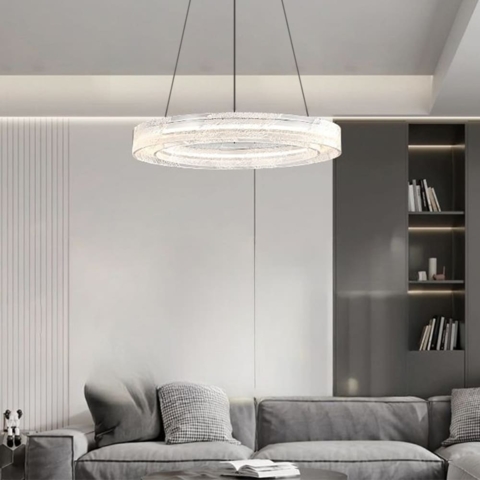 Люстра з підвісним корпусом з прозорого рельєфного акрилу Ø 60 см