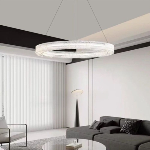 Люстра з підвісним корпусом з прозорого рельєфного акрилу Ø 80 см