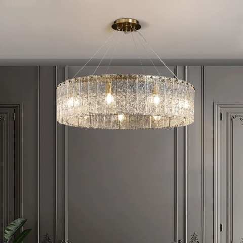 Підвісна латунна люстра із крижаними пластинами Ø 100 см