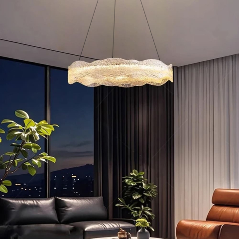 Люстра з підвісним корпусом з хвилястого рельєфного акрилу Ø 60 см