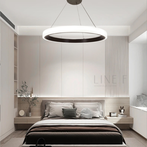 LED люстра підвісна в кільцевому чорному корпусі Ø 70 см