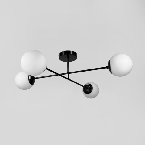 Люстра у чорному корпусі із 4-ма білими плафонами  Ø 73 см