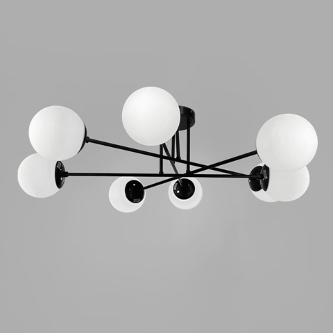 Люстра у чорному корпусі із 8-ма білими плафонами Ø 77 см
