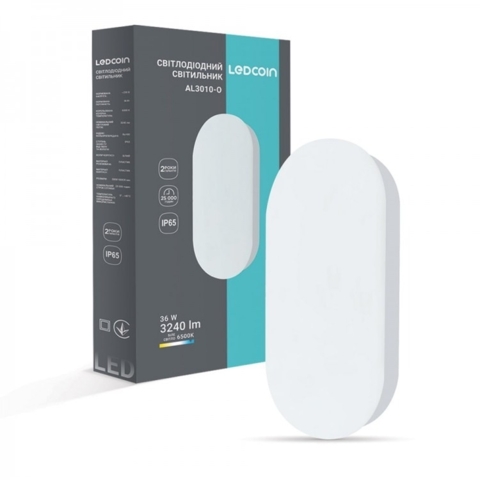 Светодиодный светильник Ledcoin 36 Вт 6500K овал 300*150*35 мм