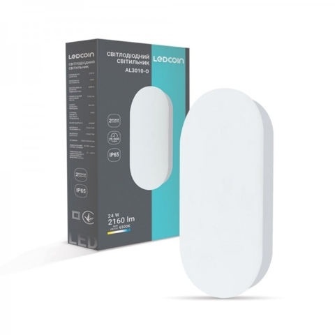 Светодиодный светильник Ledcoin 24 Вт 6500K овал 250*125*38 мм