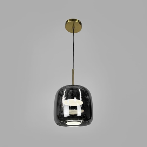 Підвісний світильник BOLLI у латунному корпусі із графітовим плафоном Ø 20х20 см