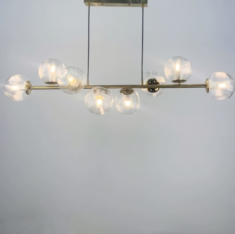 Видовжений світильник із 8 гранчастими плафонами, 130 см