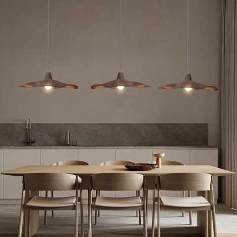 Підвісний світильник-квітка у корпусі Ø 38х9 см з імітацією дерева