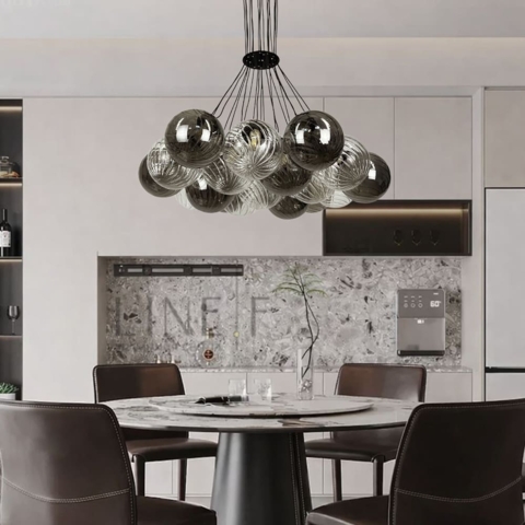 Люстра-пучок на 19 плафонів графіт+прозорий Ø 65 см