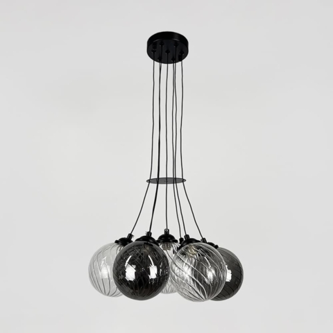 Люстра-пучок на 7 плафонів графіт+прозорий Ø 36 см